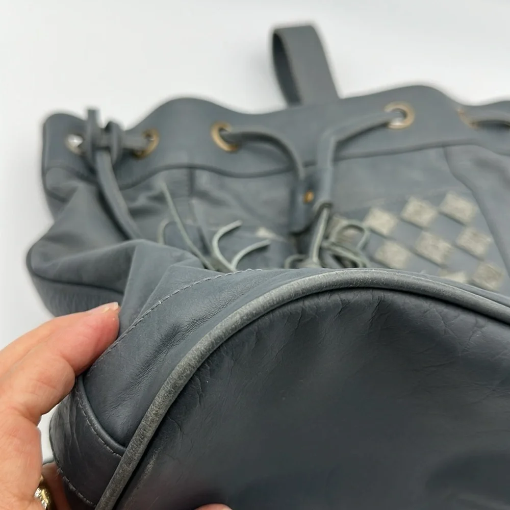 Gray Bali Elf Handmade Custom Leather Convertible Crossbody Backpack Grey